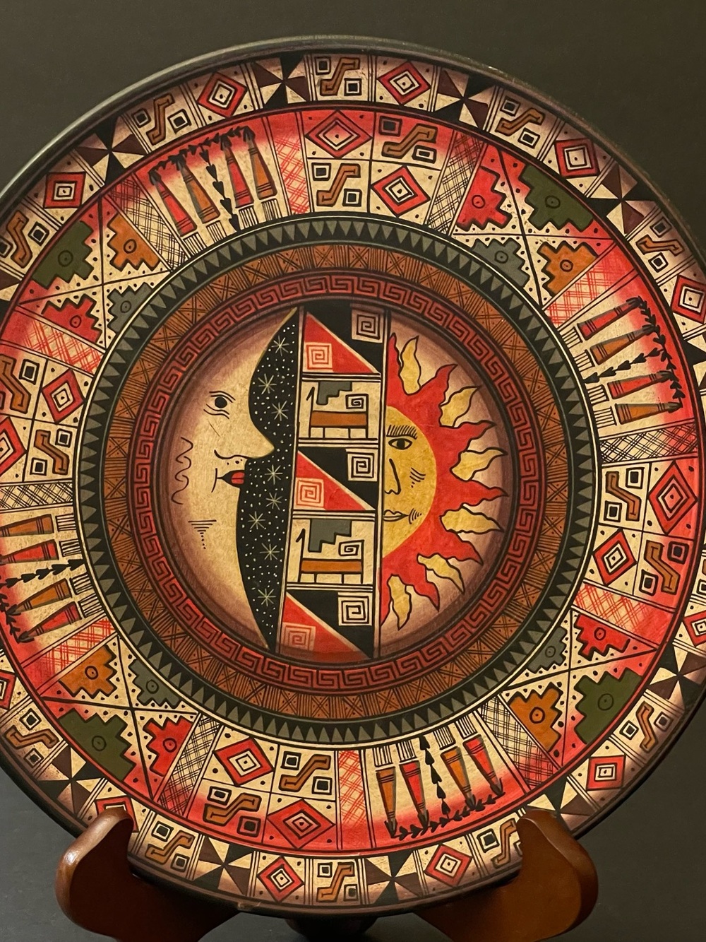 Vintage Hand Painted Peruvian Decorative Plate